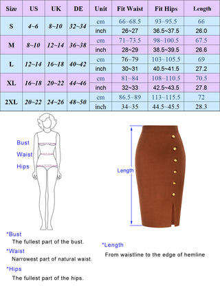 Front Slit Sweater Skirt Elastic High Waist Knitted Bodycon Work Skirt