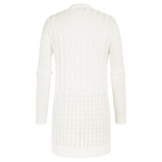 Hollowed-out Cardigan Sweater Long Sleeve Open Front Mid-Thigh Knitwear