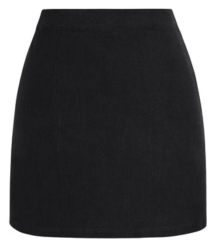 KK Women Corduroy Skirt Casual Elastic Waist Mid-Thigh Length Bodycon Skirt