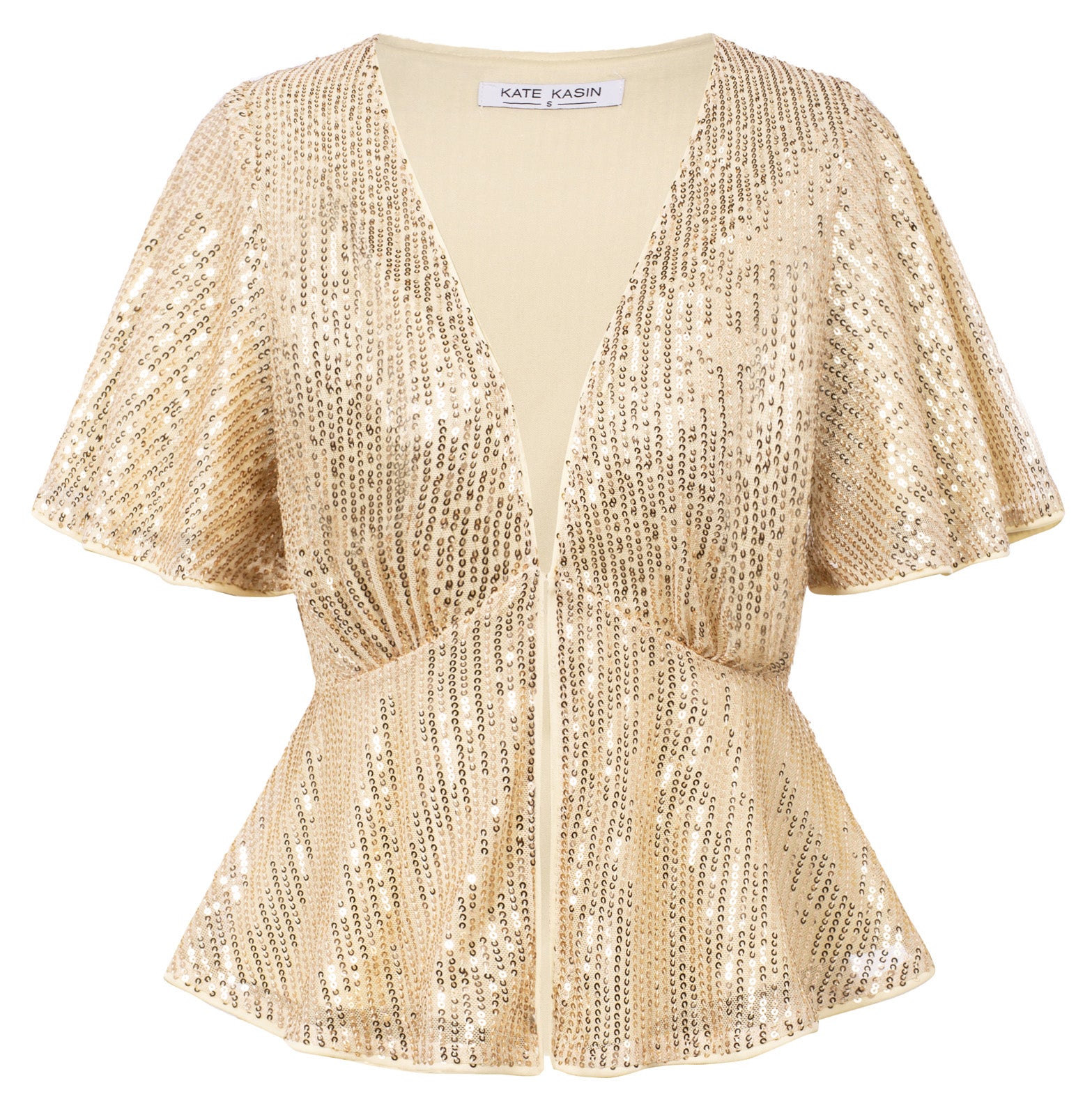 Women Sequined Party Tops Short Sleeve Plunging Neck Peplum Hem Tops Kate Kasin Women Sequined Party Tops Short Sleeve Plunging Neck Peplum Hem Tops Kate Kasin