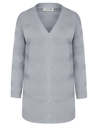 KK Women Textured Cardigan Dropped Shoulder V-Neck Button-up Sweater Knitwear