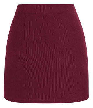 KK Women Corduroy Skirt Casual Elastic Waist Mid-Thigh Length Bodycon Skirt