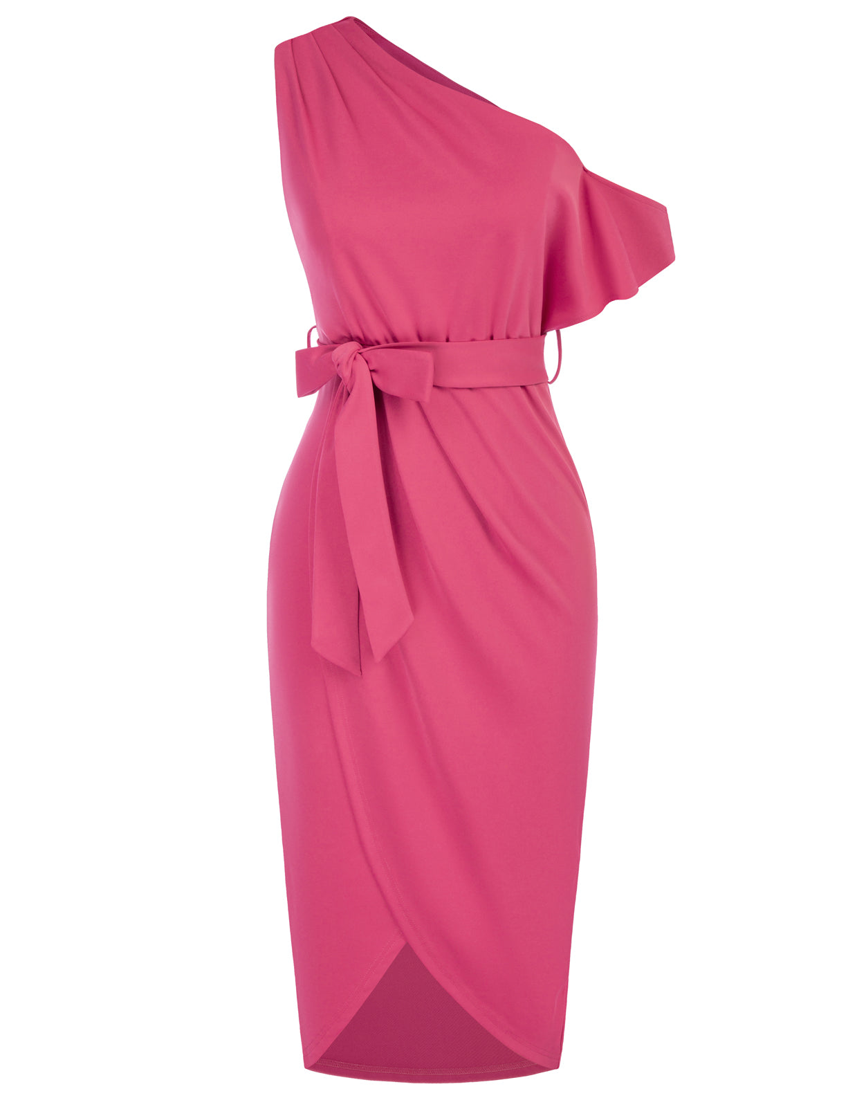Wrap Hem OL Asymmetric Shoulder Below Knee Bodycon Dress Kate Kasin Wrap Hem OL Asymmetric Shoulder Below Knee Bodycon Dress Kate Kasin