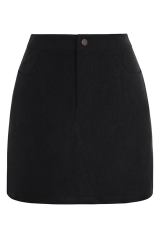 KK Women Corduroy Skirt Casual Elastic Waist Mid-Thigh Length Bodycon Skirt