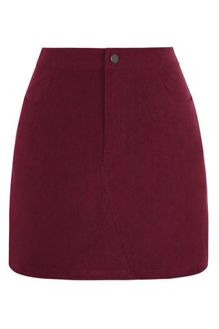 KK Women Corduroy Skirt Casual Elastic Waist Mid-Thigh Length Bodycon Skirt