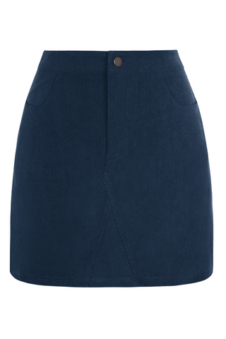 KK Women Corduroy Skirt Casual Elastic Waist Mid-Thigh Length Bodycon Skirt