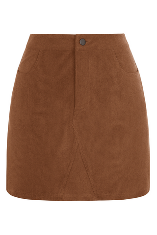 KK Women Corduroy Skirt Casual Elastic Waist Mid-Thigh Length Bodycon Skirt