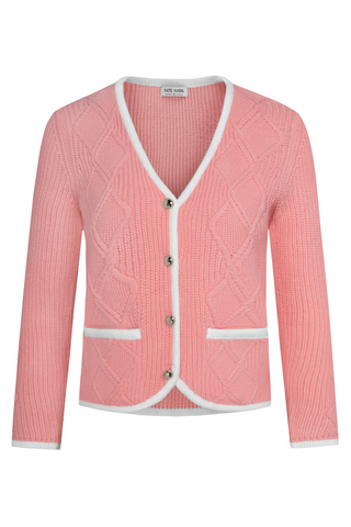 Women Contrast Color Cardigan Long Sleeve V-Neck Button-up Sweater