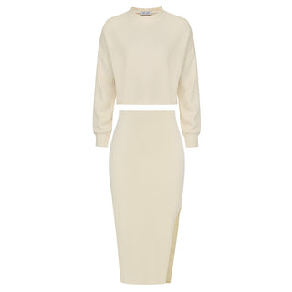 Kate Kasin Women 2 Piece Sweater Skirt Set Long Sleeve Ribbed Knit Top and Bodycon Midi Skirt 2025 Fall Fashion Outfits