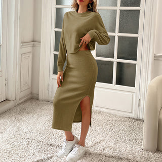 Kate Kasin Women 2 Piece Sweater Skirt Set Long Sleeve Ribbed Knit Top and Bodycon Midi Skirt 2025 Fall Fashion Outfits
