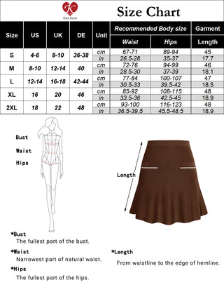 KK Women Knitted Skirt Casual Comfy Elastic Waist Mid-Thigh Length A-Line Skirt